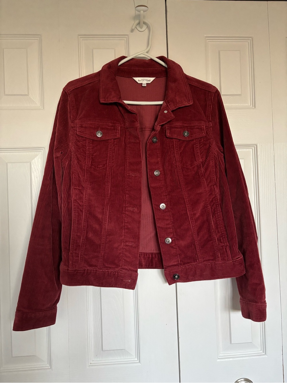Northern Reflections Corduroy Jean Jacket in Deep Wine Red